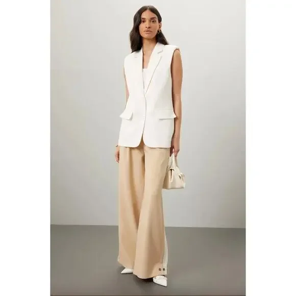 Endless Rose Off White Linen Oversized Vest Blazer Sz M - Picture 2 of 9